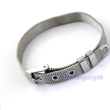 Fashion Silver 316l Stainless Steel Link Cuff Wristband Bracelet Men's Women's