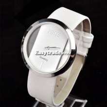 Fashion Synthetic Leather Women Ladies Transparent Dial Wrist Watch Personality