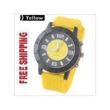 Fashion Unisex Rubber Strap Quartz Watch for Male Female x Yellow