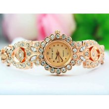 Fashion Women Diamond Bracelet Analog Watch Quartz Alloy Laday Wristwatch