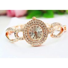 Fashion Women's Bracelet Lady Alloy Quartz Crystal Analog Luxury Wristwatch