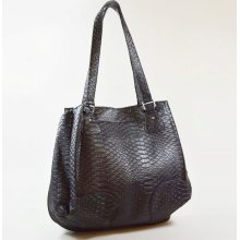 Faux Crocodile Skin Shopper Bag