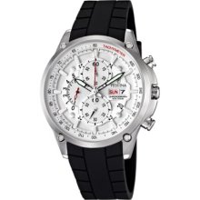 Festina Men's Quartz Watch With White Dial Chronograph Display And Black Rubber Strap F6816/1