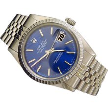 Fine Vintage Rolex Date Mens Blue Dial Date Watch steel jubilee