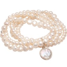 Five Strand Baroque Pearl Bracelet Set with Sterling Silver