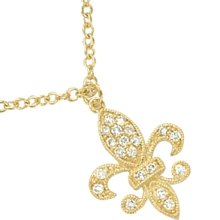 Fleur de lis Necklace in Silver and Diamonds Vermeil