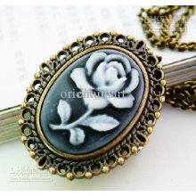 Floral Pattern Antique Pocket Watch Necklace Vintage Casual Pocket W