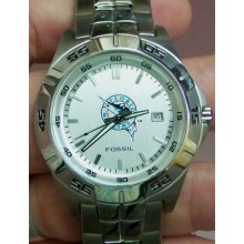 Florida Marlins Mens Fossil Watch With Date Mlbpr1794