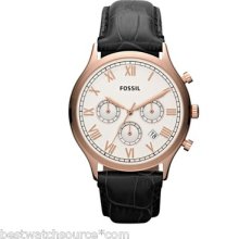 Fossil Chronograph Stainless Steel Leather Fs4744 Ladies Ret: $135