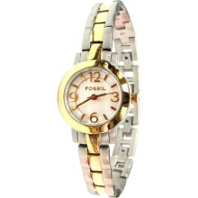 Fossil Es2091 Two-tone Stainless Steel Analog Dial Ladies Watch 