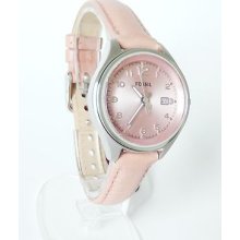 Fossil Flight Watch Am4376 Women's Pink Dial Pink Leather Three Hands