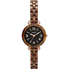 Fossil Heather Mini Burlwood Resin Ladies Watch JR1414