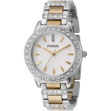 Fossil Ladies Es2409 Glitz Ultra Bling Crystals Two-tone Watch