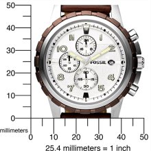 Fossil Men's FS4543 Silver Dial Chronograph Brown Leather Strap Watch