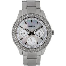 Fossil Mother Of Pearl Dial Glitzy Crystal Topring Multifunctional Women's Watch