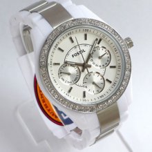 Fossil Multi White Dial Ladies Crystals Watch - 4