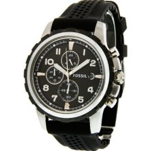 Fossil Notched Bezel Silicone Strap Chronograph Mens Watch Fs4613