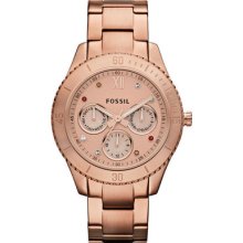 Fossil Stella Rose Gold Watch Stainless Steel Chronograph Women's Es3211