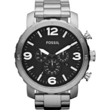 Fossil Watch, Mens Chronograph Nate Stainless Steel Bracelet 50mm JR13