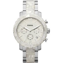 Fossil Women's Natalie JR1420 White Stainless-Steel Analog Quartz Watch with White Dial