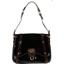 FRANCESCO BIASIA Black Patent Shoulder Bag