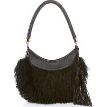 Frosting By Mary Norton Mongolian Lambskin Hobo Black