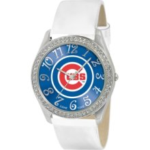 Game Time Watch, Womens Chicago Cubs White Leather Strap 40mm Mlb-gli-