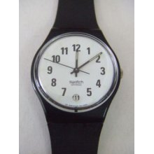 Gb422 Swatch - 1996 Whitelit Classic Date Black & White