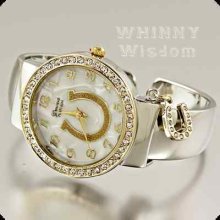 Geneva Beautiful Horseshoe Bangle Wrist Watch W/ Horseshoe Charm Color Choice