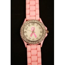 Geneva Breast Cancer Awareness Pink Silicone Watch