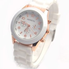 Geneva Dial Analog Watches Silicone Quartz Unisex Jelly Sport Wrist Watch