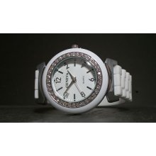 Geneva Diamontie Rubber Watch Quartz Movement White