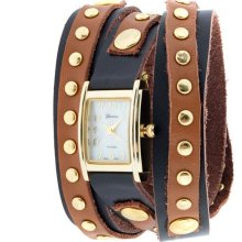 Geneva Platinum 9560 Women's Studded Wrap-around Watch-dbrn/brown-gld