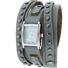 Geneva Platinum 9560 Women's Studded Wrap-around Watch-GRAY/SIL