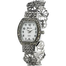 Geneva Platinum Convex Marcasite Women's Watch