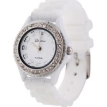 Geneva Platinum Women's Quartz White Silicone Rubber Strap Watch