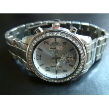 Geneva Silvertone Crystal Mk Look Quartz Watch