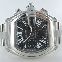 Gents Cartier Roadster Chronograph Stainless Steel Watch Men With Box + Papers