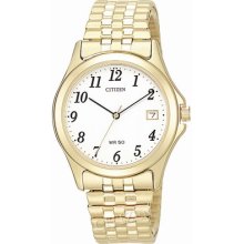 Gents Citizen Expander Bracelet Watch Gold Tone Clear Dial Bk0142-68a