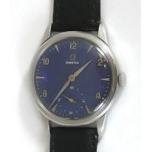 Gents Omega Blue Dial Vintage Mechanical Wristwatch With 267 Movement