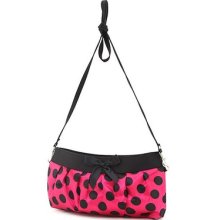 Girls Polka Dots Ribbon Accent Mini Purse Handbag Cross Body Bag Fm1075l(fsbk)