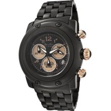 Glamrock Women's Miami Chronograph Black Dial Black Ion Plated Ss