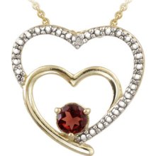 Glitzy Rocks 18k Gold Over Silver Garnet And Diamond Accent Heart Necklace