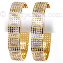 Gold Bangles With CZ Set Of Two 22K Size 2-6/16th Inches