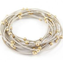 Gold Bead Multi Coil Wire Guitar String Stretch Bracelet