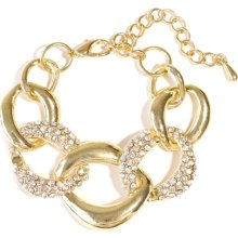 Gold Tone Pave Chunky Chain Links Bracelet