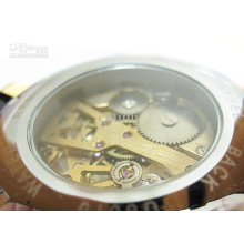 Gold Tone Skeleton Mechanical Mens /ladies Watch 70s 80s Freeship