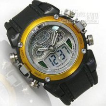 Golden Digital Date Alarm El Mens Sports Wrist Watch