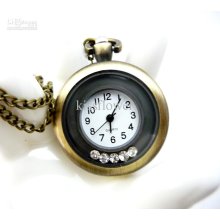 Good Quality. New Diamond Design Pocket Watch Necklace, Quartz Watch