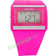 Good Stylish Sports Plastic Digital Multi-function Wrist Watches - Rose color